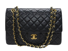 画像をギャラリービューアに読み込む, 極美品 CHANEL シャネル マトラッセ27 Wフラップ Wチェーンショルダーバッグ 0番台 ラムスキン ココマーク ブラック 中古 4b007230