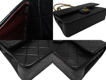 画像をギャラリービューアに読み込む, 極美品 CHANEL シャネル マトラッセ25 Wフラップ Wチェーンショルダーバッグ 0番台 ラムスキン ココマーク ブラック ゴールド金具 中古 4b007231