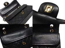 画像をギャラリービューアに読み込む, 極美品 CHANEL シャネル マトラッセ25 Wフラップ Wチェーンショルダーバッグ 0番台 ラムスキン ココマーク ブラック ゴールド金具 中古 4b007231