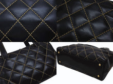 画像をギャラリービューアに読み込む, CHANEL シャネル ハンドバッグ ココマーク ワイルドステッチ ブラック レザー シルバー金具 8番台 美品 中古 4b007232