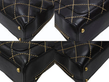 画像をギャラリービューアに読み込む, CHANEL シャネル ハンドバッグ ココマーク ワイルドステッチ ブラック レザー シルバー金具 8番台 美品 中古 4b007232