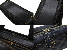 画像をギャラリービューアに読み込む, CHANEL シャネル ハンドバッグ ココマーク ワイルドステッチ ブラック レザー シルバー金具 8番台 美品 中古 4b007232