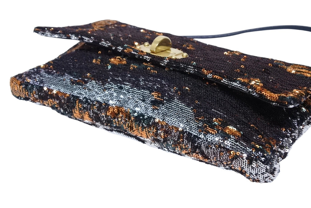 Very good condition MIUMIU one shoulder bag multi-color sequin leather gold hardware used 4b007237
