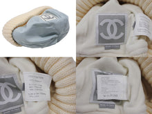 画像をギャラリービューアに読み込む, 極美品 CHANEL シャネル スポーツライン ニット帽 ココマーク ポリエステル エラスタン アイボリー ブルー サイズM 中古 4b007238