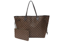 画像をギャラリービューアに読み込む, LOUIS VUITTON ルイヴィトン ネヴァーフル MM トートバッグ N40599 ダミエ エベヌ キャンバス レザー 美品 中古 4b007239