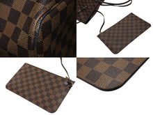画像をギャラリービューアに読み込む, LOUIS VUITTON ルイヴィトン ネヴァーフル MM トートバッグ N40599 ダミエ エベヌ キャンバス レザー 美品 中古 4b007239