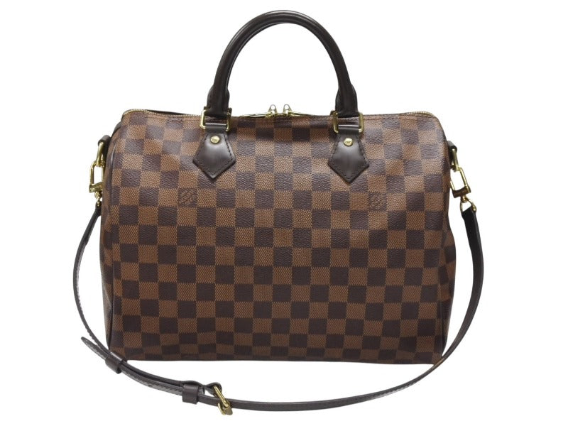 Very good condition LOUIS VUITTON Handbag N41367 Speedy Bandouliere 30 Brown Damier canvas Gold hardware Used 4b007240
