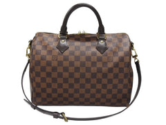 極美品 LOUIS VUITTON ルイヴィトン ハンドバッグ N41367 スピーディ バンドリエール30 ブラウン ダミエキャンバス ゴールド金具 中古 4b007240