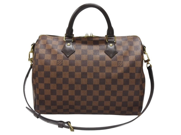 極美品 LOUIS VUITTON ルイヴィトン ハンドバッグ N41367 スピーディ バンドリエール30 ブラウン ダミエキャンバス ゴールド金具 中古 4b007240