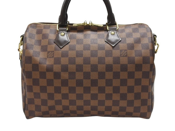 極美品 LOUIS VUITTON ルイヴィトン ハンドバッグ N41367 スピーディ バンドリエール30 ブラウン ダミエキャンバス ゴールド金具 中古 4b007240