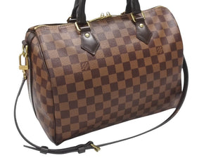 極美品 LOUIS VUITTON ルイヴィトン ハンドバッグ N41367 スピーディ バンドリエール30 ブラウン ダミエキャンバス ゴールド金具 中古 4b007240