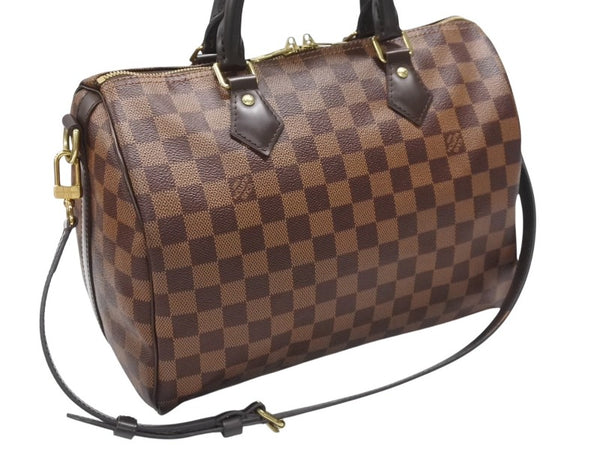 極美品 LOUIS VUITTON ルイヴィトン ハンドバッグ N41367 スピーディ バンドリエール30 ブラウン ダミエキャンバス ゴールド金具 中古 4b007240