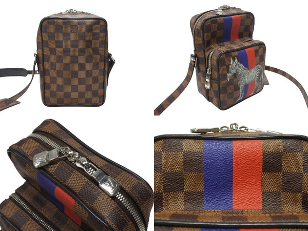 極美品 LOUIS VUITTON ルイヴィトン ダミエ アマゾン チャップマンブラザーズ ショルダーバッグ N42703 シマウマ ブラウン シルバー金具 中古 4b007241