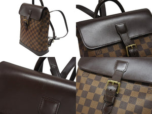 LOUIS VUITTON ルイ ヴィトン ダミエ ソーホー リュック デイパック N51132 ブラウン PVC レザー 美品 中古 4b007244