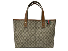 画像をギャラリービューアに読み込む, GUCCI グッチ GGスプリーム ロゴ トートバッグ 21134 ブラウン キャメル PVC レザー ゴールド金具 良品 中古 4b007246