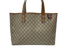 画像をギャラリービューアに読み込む, GUCCI グッチ GGスプリーム ロゴ トートバッグ 21134 ブラウン キャメル PVC レザー ゴールド金具 良品 中古 4b007246