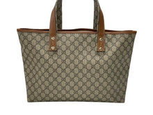 画像をギャラリービューアに読み込む, GUCCI グッチ GGスプリーム ロゴ トートバッグ 21134 ブラウン キャメル PVC レザー ゴールド金具 良品 中古 4b007246