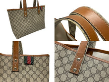 画像をギャラリービューアに読み込む, GUCCI グッチ GGスプリーム ロゴ トートバッグ 21134 ブラウン キャメル PVC レザー ゴールド金具 良品 中古 4b007246