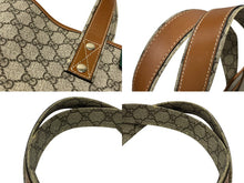 画像をギャラリービューアに読み込む, GUCCI グッチ GGスプリーム ロゴ トートバッグ 21134 ブラウン キャメル PVC レザー ゴールド金具 良品 中古 4b007246