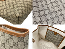 画像をギャラリービューアに読み込む, GUCCI グッチ GGスプリーム ロゴ トートバッグ 21134 ブラウン キャメル PVC レザー ゴールド金具 良品 中古 4b007246