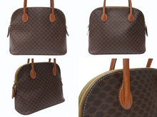 画像をギャラリービューアに読み込む, CELINE セリーヌ マカダム柄 ハンドバッグ ロゴ ゴールド金具 PVC レザー ブラウン 茶色 鞄 美品 中古 4b007247