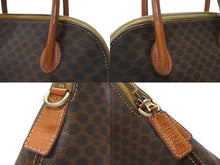 画像をギャラリービューアに読み込む, CELINE セリーヌ マカダム柄 ハンドバッグ ロゴ ゴールド金具 PVC レザー ブラウン 茶色 鞄 美品 中古 4b007247