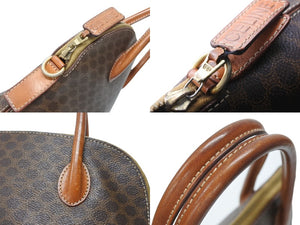 CELINE セリーヌ マカダム柄 ハンドバッグ ロゴ ゴールド金具 PVC レザー ブラウン 茶色 鞄 美品 中古 4b007247