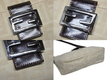 画像をギャラリービューアに読み込む, FENDI フェンディ マンマバケット ワンショルダーバッグ 222826566 ズッカ柄 ベージュ シルバー金具 美品 中古 4b007248