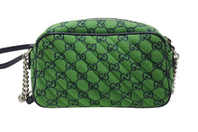 画像をギャラリービューアに読み込む, 極美品 GUCCI グッチ GGマーモント キルティング スモール ショルダーバッグ 緑 グリーン GG柄 チェーン クロスボディ 肩掛け 447632 中古 4b007250