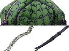 画像をギャラリービューアに読み込む, 極美品 GUCCI グッチ GGマーモント キルティング スモール ショルダーバッグ 緑 グリーン GG柄 チェーン クロスボディ 肩掛け 447632 中古 4b007250