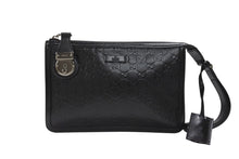 画像をギャラリービューアに読み込む, 極美品 GUCCI グッチ シマ クラッチバッグ セカンドバッグ 152600 492174 イタリア製 レザー ブラック シルバー金具 中古 4b007251