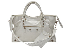 画像をギャラリービューアに読み込む, BALENCIAGA バレンシアガ ジャイアントシティ 2WAYバッグ イタリア製 レザー 527589 ホワイト ピンクゴールド金具 美品 中古 4b007253