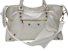 画像をギャラリービューアに読み込む, BALENCIAGA バレンシアガ ジャイアントシティ 2WAYバッグ イタリア製 レザー 527589 ホワイト ピンクゴールド金具 美品 中古 4b007253