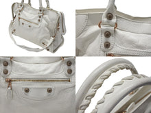 画像をギャラリービューアに読み込む, BALENCIAGA バレンシアガ ジャイアントシティ 2WAYバッグ イタリア製 レザー 527589 ホワイト ピンクゴールド金具 美品 中古 4b007253