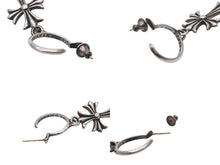 画像をギャラリービューアに読み込む, 新品未使用 CHROME HEARTS クロムハーツ タイニークロス フープ ピアス 重量6.0g シルバー925 1989刻印 アクセサリー 中古 4b007261