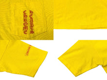 画像をギャラリービューアに読み込む, CHROME HEARTS クロムハーツ スクロールラベルロゴ 半袖Tシャツ サイズS プリント イエロー レッド 美品 中古 4b007266