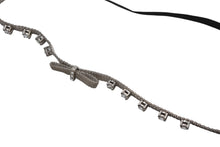 画像をギャラリービューアに読み込む, 極美品 MIUMIU ミュウミュウ チョーカー ネックレス リボン ラインストーン メタル シルバー ブラック シルバー金具 中古 4b007279