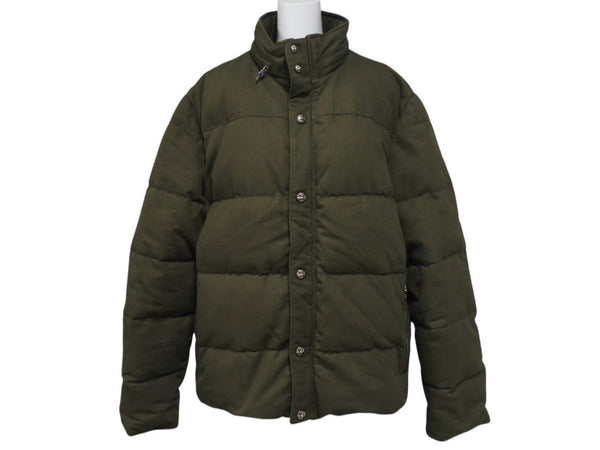 極美品 CHROME HEARTS クロムハーツ STIFF FBRC スティッフ ファブリックダウンジャケット サイズXL クロスボールボタン カーキ 中古 4b007298