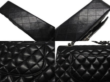 画像をギャラリービューアに読み込む, 極美品 CHANEL シャネル マトラッセ25 Wフラップ Wチェーンショルダーバッグ 9番台 ラムスキン ココマーク ブラック シルバー金具 中古 4b007305