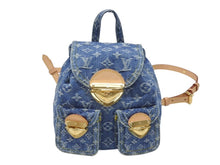 画像をギャラリービューアに読み込む, 新品同様 LOUISVUITTON ルイヴィトン モノグラム デニム ヴェニス M46836 モノグラム デニム キャンバス ブルー ゴールド金具 中古 4b007316