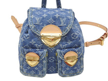 画像をギャラリービューアに読み込む, 新品同様 LOUISVUITTON ルイヴィトン モノグラム デニム ヴェニス M46836 モノグラム デニム キャンバス ブルー ゴールド金具 中古 4b007316