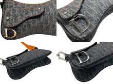 Load image into Gallery viewer, 極美品 Christian Dior クリスチャンディオール ショルダーバッグ トロッター キャンバス ネイビー オレンジ シルバー金具 中古 4b007326