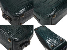 画像をギャラリービューアに読み込む, 極美品 PRADA プラダ ハンドバッグ トートバッグ トライアングルロゴ クロコダイル型押しレザー グリーン シルバー金具 中古 4b007331