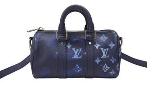 極美品 LOUIS VUITTON ルイヴィトン 2WAY ウォーターカラー モノグラム ブルー キーポルXS ミニハンドバッグ M57844 中古 4b007334