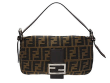 画像をギャラリービューアに読み込む, FENDI フェンディ マンマバケット ワンショルダーバッグ ズッカ柄 キャンバス レザー ブラウン シルバー金具 美品 中古 4b007338