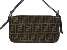 画像をギャラリービューアに読み込む, FENDI フェンディ マンマバケット ワンショルダーバッグ ズッカ柄 キャンバス レザー ブラウン シルバー金具 美品 中古 4b007338