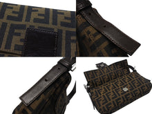 画像をギャラリービューアに読み込む, FENDI フェンディ マンマバケット ワンショルダーバッグ ズッカ柄 キャンバス レザー ブラウン シルバー金具 美品 中古 4b007338