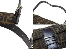 画像をギャラリービューアに読み込む, FENDI フェンディ マンマバケット ワンショルダーバッグ ズッカ柄 キャンバス レザー ブラウン シルバー金具 美品 中古 4b007344