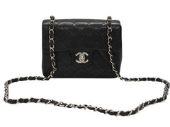 CHANEL シャネル ミニマトラッセ17 ショルダーバッグ ココマーク 4番台 ラムスキン ブラック シルバー金具 美品 中古 4b007351