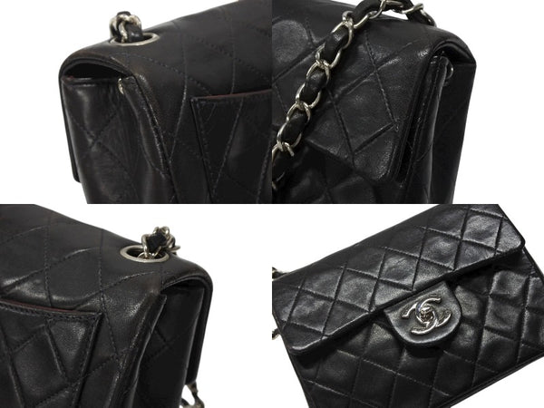CHANEL シャネル ミニマトラッセ17 ショルダーバッグ ココマーク 4番台 ラムスキン ブラック シルバー金具 美品 中古 4b007351